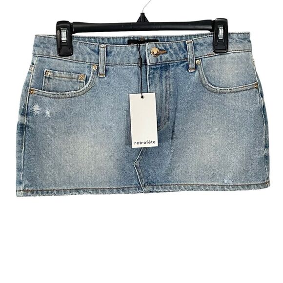 NWT Retrofete Darlinda Mini Micro Denim Jean Skirt Women's Size SMALL - Picture 6 of 12